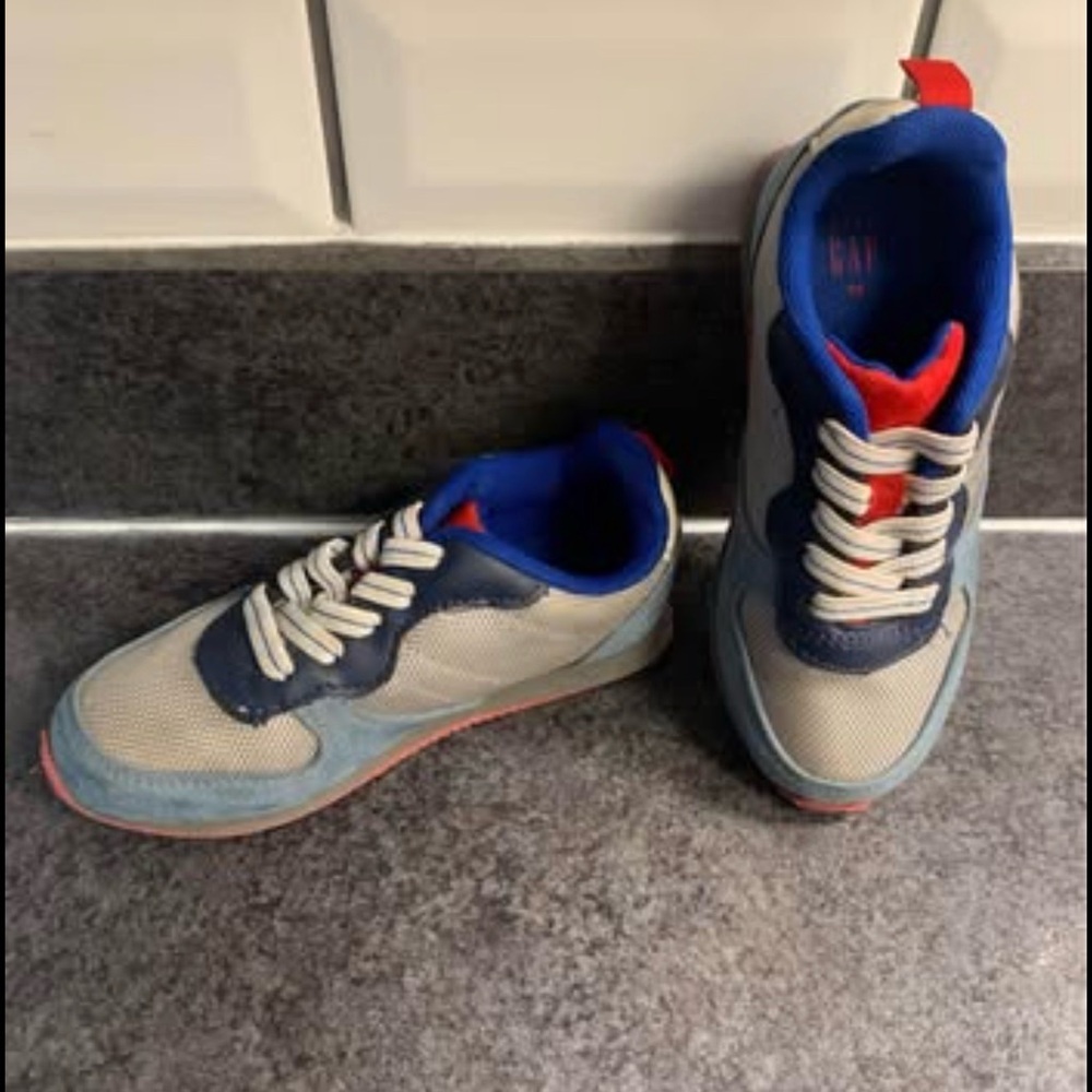 GAP Multicolor Mesh & Suede Sneakers in Blue, Light Blue, Red & White